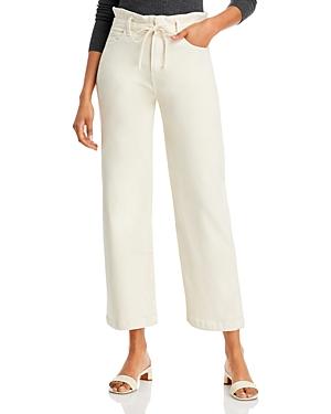 Paige Carly Tie Waist Wide Leg Jeans In Warm Ecru