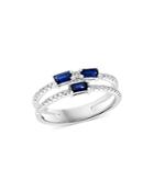 Bloomingdale's Blue Sapphire & Diamond Double Row Ring In 14k White Gold - 100% Exclusive