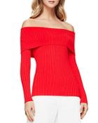 Bcbgmaxazria Risa Ribbed Off-the-shoulder Sweater