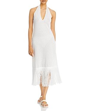 Waimari Levisa Fringe Trim Halter Midi Dress
