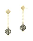 Freida Rothman Rose D'or Pave Cluster Ball Drop Earrings
