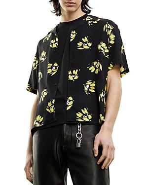 The Kooples Flowing Floral Print Short Sleeve Shirt