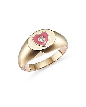 Moon & Meadow 14k Yellow Gold Diamond & Enamel Heart Ring