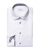 Eton Cotton Paisley Trim Contemporary Fit Dress Shirt