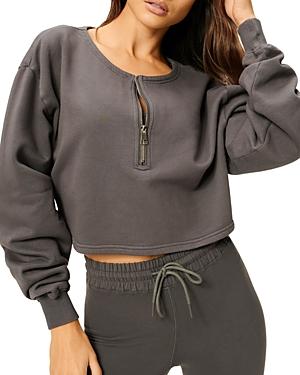 Good American Half Zip Cropped Sweatshirt