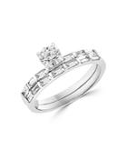 Bloomingdale's Diamond Round & Baguette Engagement Ring & Wedding Set In 14k White Gold, 1.10 Ct. T.w. - 100% Exclusive