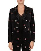 The Kooples Cropped Open-front Floral Blazer