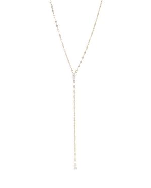 Argento Vivo Pave & Pear Shape Cubic Zirconia Lariat Necklace In 14k Gold Plated Sterling Silver, 18-20