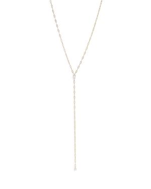 Argento Vivo Pave & Pear Shape Cubic Zirconia Lariat Necklace In 14k Gold Plated Sterling Silver, 18-20