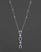 Sapphire And Diamond Station Pendant Necklace In 14k White Gold, 16 - 100% Exclusive