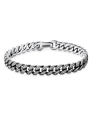 David Yurman Sterling Silver Curb Chain Bracelet With Diamonds