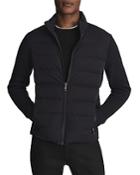 Reiss Colby Quilted Knitted Hybrid Funnel Jacket