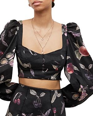 Allsaints Ria Soleil Puff Sleeve Crop Top
