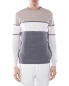 Eleventy Cashmere Color Blocked Stripe Crewneck Sweater