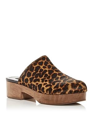 Aqua Women's Leopard Print Calf Hair Clogs - 100% Exclusive
