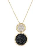 Bloomingdale's Black & White Diamond Double Disc Pendant Necklace In 14k White & Yellow Gold, 1.0 Ct. T.w, 18 - 100% Excusive