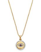 Kc Designs 14k Yellow Gold Diamond & Blue Sapphire Evil Eye Mini Pendant Necklace, 18