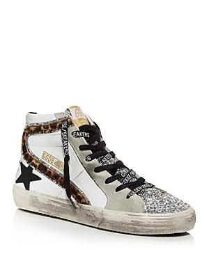 Golden Goose Women's Slide Glitter & Calf Hair High Top Sneakers
