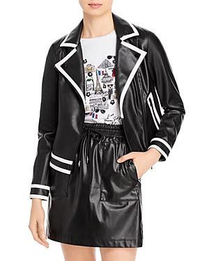 Karl Lagerfeld Paris Faux Leather Contrast Jacket
