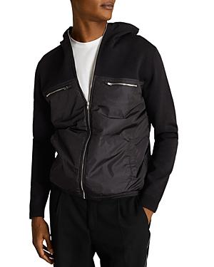 Reiss Cooper Nylon Panel Fleece Hoodie