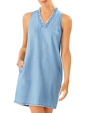 Tommy Bahama Chambray Ruffle Shift Dress