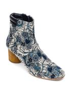 Bernardo Izzy Embroidered Wood-heel Booties