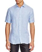 Report Collection Gingham Linen Short Sleeve Regular Fit Casual Button Down Shirt - Compare At $98