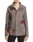 Honey Punch Rose Embroidered Military Jacket