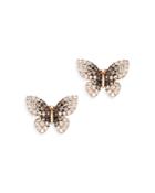 Bloomingdale's Brown, Champagne & White Diamond Butterfly Stud Earrings In 14k Rose Gold, 2.0 Ct. T.w. - 100% Exclusive