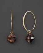 14k Yellow Gold Simple Sweep Earrings With Smoky Quartz