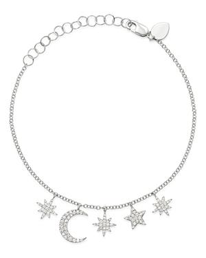 Meira T 14k White Gold Diamond Moon & Celestial Charms Bracelet