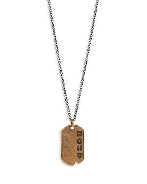 John Varvatos Collection Men's Sterling Silver & Brass Artisan Dog Tag Pendant Necklace, 24