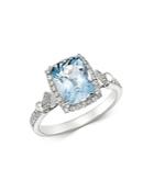 Bloomingdale's Aquamarine & Diamond Milgrain Ring In 14k White Gold - 100% Exclusive