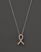 Diamond Pink Ribbon Pendant Necklace In 14k Rose And White Gold, .10 Ct. T.w. - 100% Exclusive