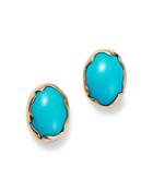 Annette Ferdinandsen Design 18k Yellow Gold Sleeping Beauty Turquoise Egg Stud Earrings