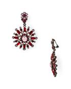Oscar De La Renta Crystal Flower Clip-on Earrings