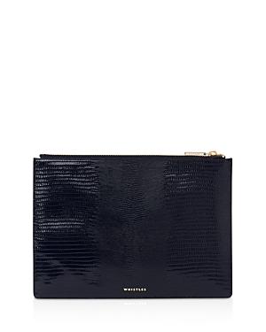 Whistles Lizard-stamped Leather Clutch