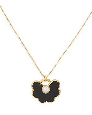 Kate Spade New York Imitation Pearl Spade Flower Pendant Necklace, 16-19