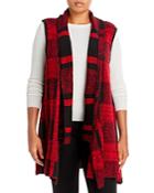 Joseph A Plus Plaid Open Front Vest