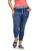 Hue Drawstring Denim Cropped Leggings In Medium Wash