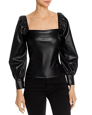 Lucy Paris Puff-sleeve Faux Leather Top - 100% Exclusive