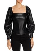 Lucy Paris Puff-sleeve Faux Leather Top - 100% Exclusive
