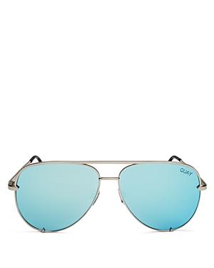 Quay Women's High Key Mirrored Brow Bar Aviator Sunglasses, 56mm