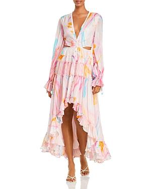Rococo Sand Davina Abstract Print Chiffon Long Dress