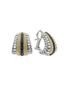 Lagos 18k Yellow Gold & Sterling Silver Diamond Lux Black Diamond Omega Clip Earrings