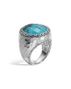 John Hardy Sterling Silver Palu Large Oval Ring With Turquoise