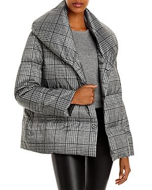 Theory Glen Plaid Shawl Puffer Coat