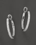 Diamond Inside-out Hoop Earrings In 14k White Gold, .25 Ct. T.w.