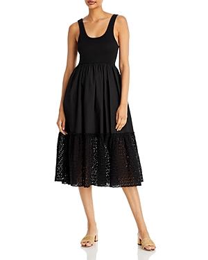 Aqua Knit Poplin Sleeveless Midi Dress - 100% Exclusive