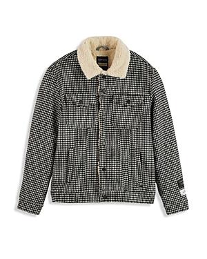 Scotch & Soda Sherpa-lined Houndstooth Trucker Jacket
